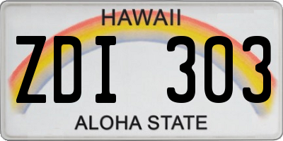 HI license plate ZDI303
