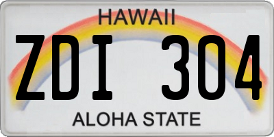 HI license plate ZDI304