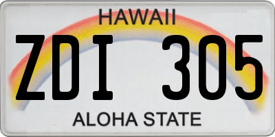 HI license plate ZDI305