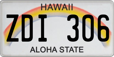 HI license plate ZDI306
