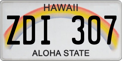 HI license plate ZDI307