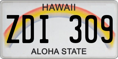 HI license plate ZDI309