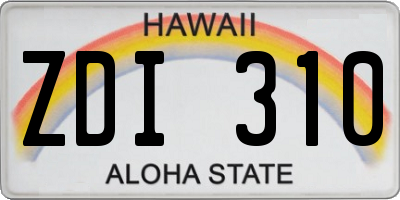 HI license plate ZDI310