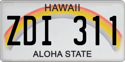 HI license plate ZDI311