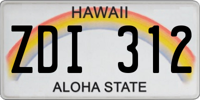 HI license plate ZDI312