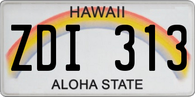 HI license plate ZDI313