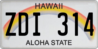 HI license plate ZDI314