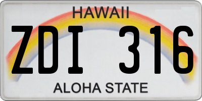 HI license plate ZDI316