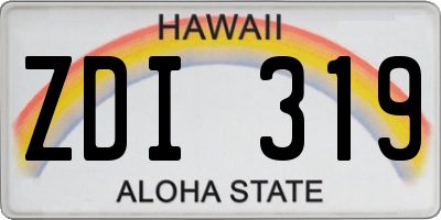 HI license plate ZDI319