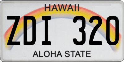 HI license plate ZDI320