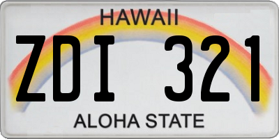HI license plate ZDI321