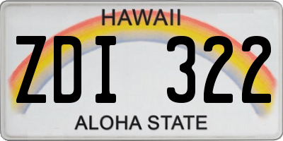HI license plate ZDI322