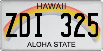 HI license plate ZDI325