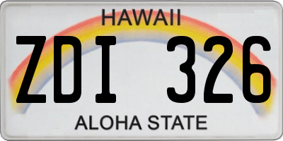 HI license plate ZDI326