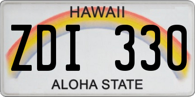 HI license plate ZDI330
