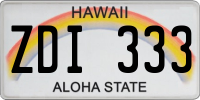 HI license plate ZDI333
