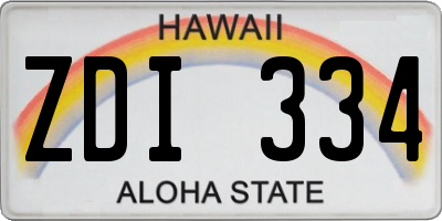 HI license plate ZDI334