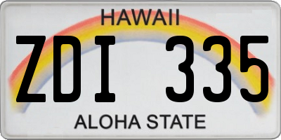 HI license plate ZDI335