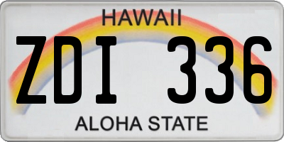 HI license plate ZDI336