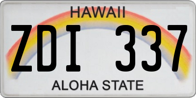 HI license plate ZDI337