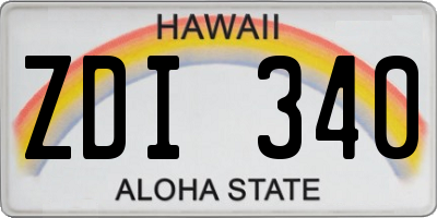 HI license plate ZDI340
