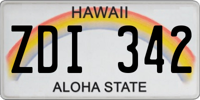 HI license plate ZDI342