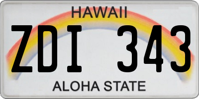HI license plate ZDI343