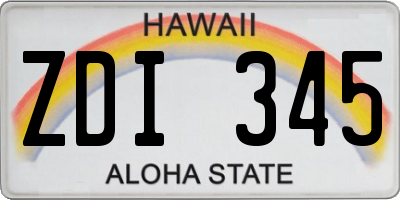 HI license plate ZDI345