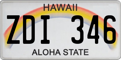 HI license plate ZDI346