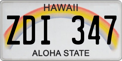 HI license plate ZDI347