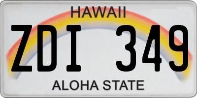 HI license plate ZDI349
