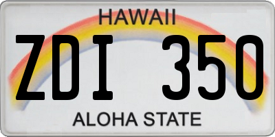 HI license plate ZDI350