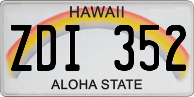 HI license plate ZDI352