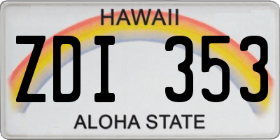 HI license plate ZDI353