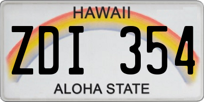 HI license plate ZDI354