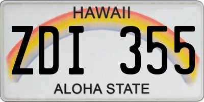 HI license plate ZDI355