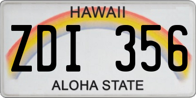 HI license plate ZDI356