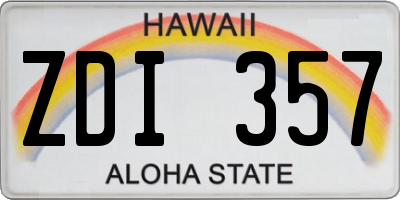 HI license plate ZDI357