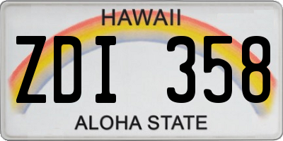HI license plate ZDI358