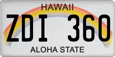 HI license plate ZDI360