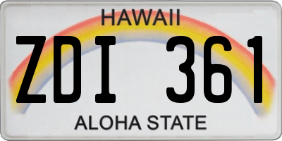 HI license plate ZDI361