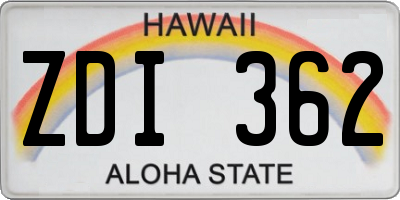 HI license plate ZDI362