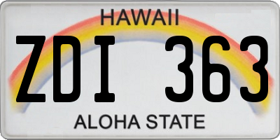 HI license plate ZDI363