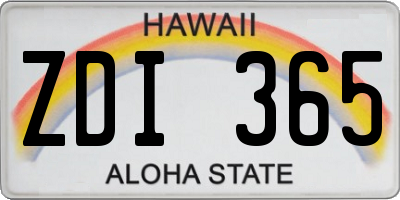 HI license plate ZDI365
