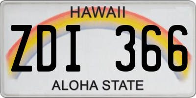 HI license plate ZDI366