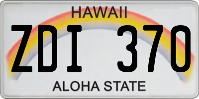 HI license plate ZDI370