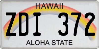 HI license plate ZDI372