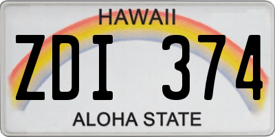 HI license plate ZDI374