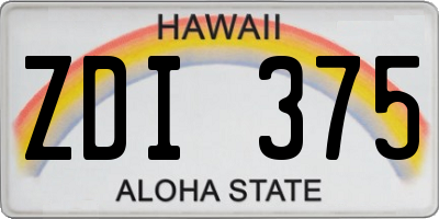 HI license plate ZDI375