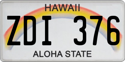 HI license plate ZDI376